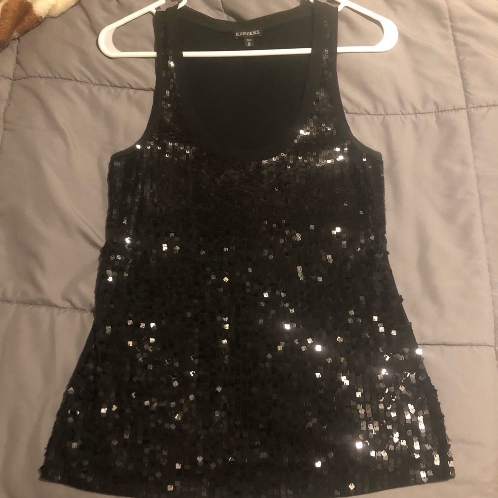 Express black sequin tank XS